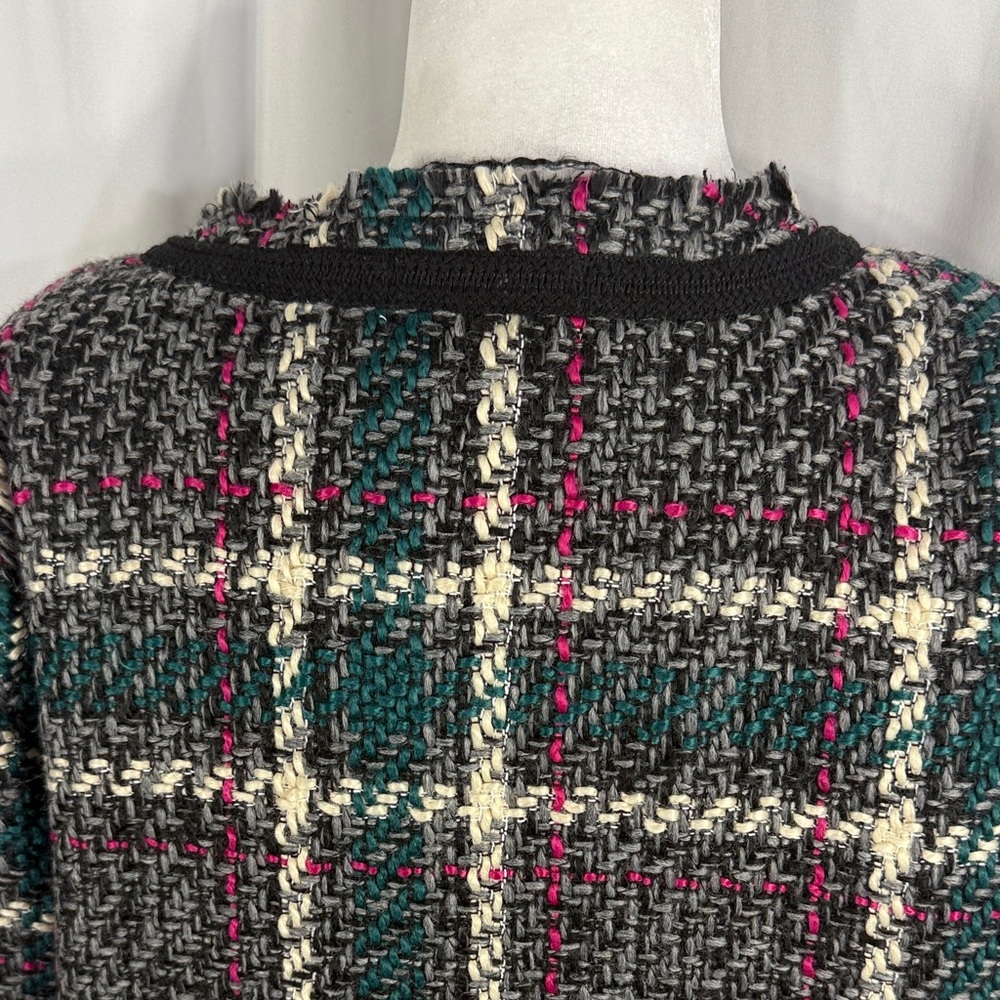 ANTHROPOLOGIE PLAID TWEED BLAZER JACKET L - Picture 10 of 11